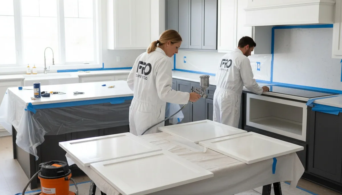 Professional kitchen cabinet painting in Cleveland, OH by expert local house painters
