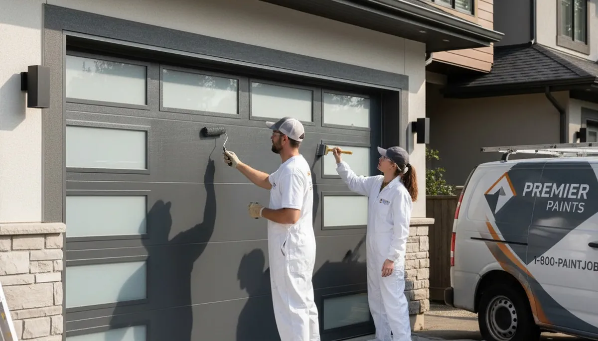 Professional garage door painting in Cleveland, OH boosting curb appeal with durable exterior finishes