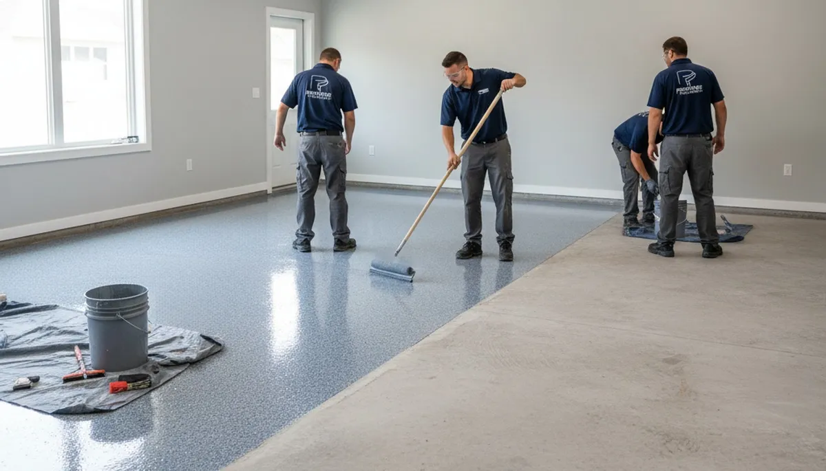 Professional garage floor epoxy coating in Cleveland, OH for durable, moisture-resistant finish