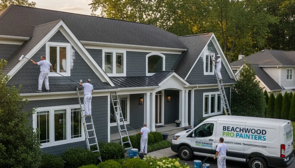 Professional house painters finishing exterior home project in Cleveland, OH