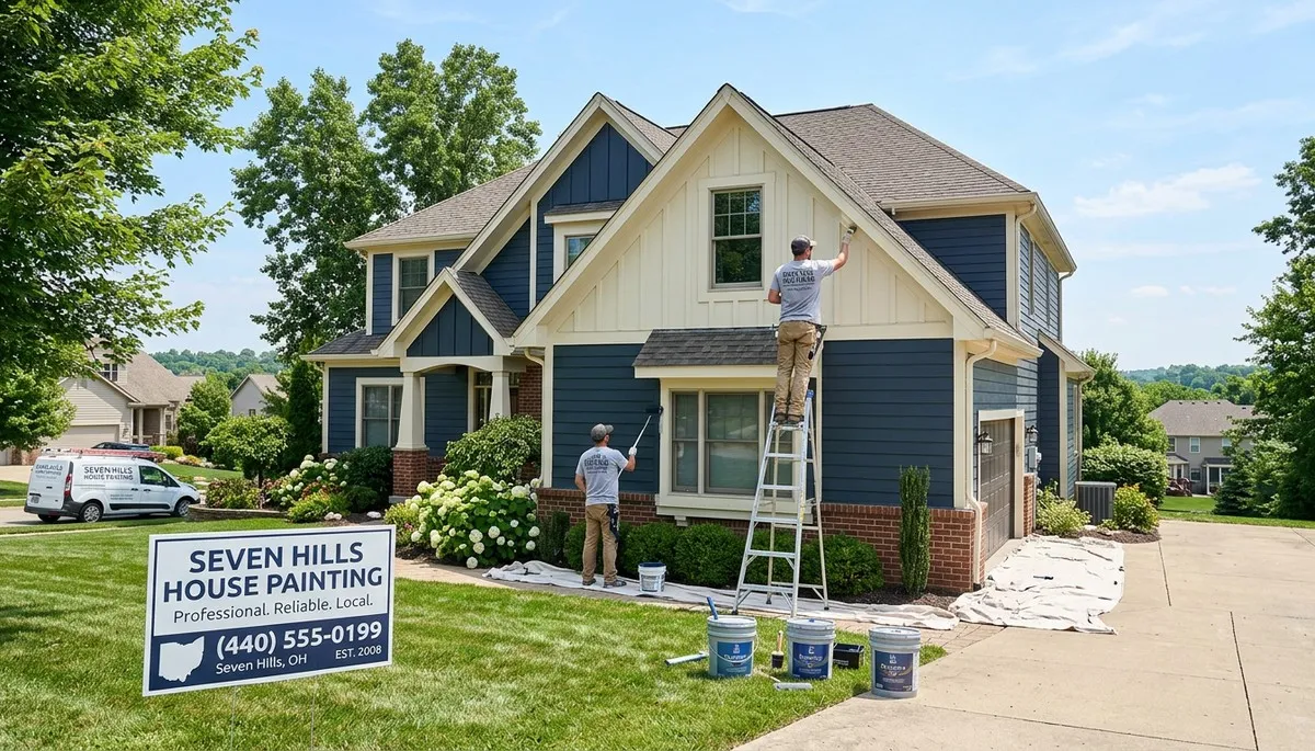 Professional house painters completing exterior home painting project in Cleveland, OH
