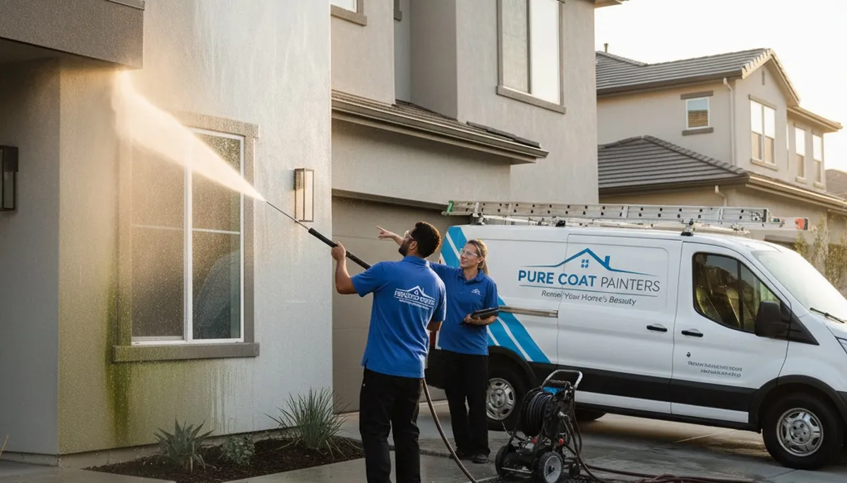 Professional pressure cleaning house exterior by local painters in Cleveland, OH