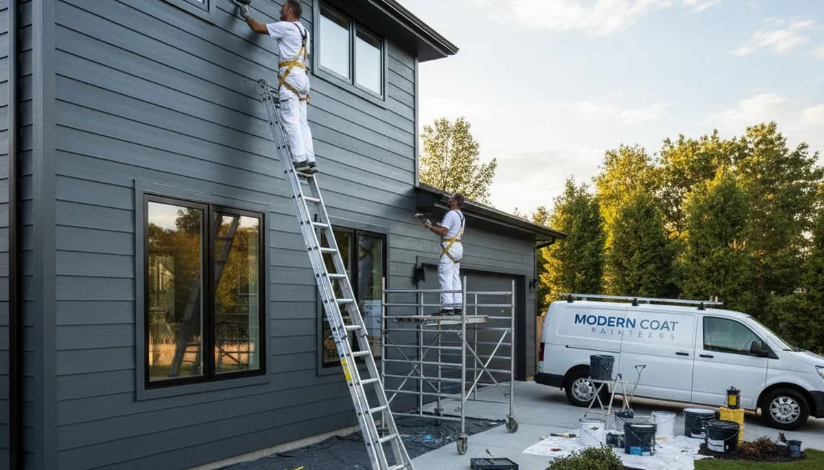 Professional siding painting on Cleveland, OH home with durable weather-resistant exterior finish