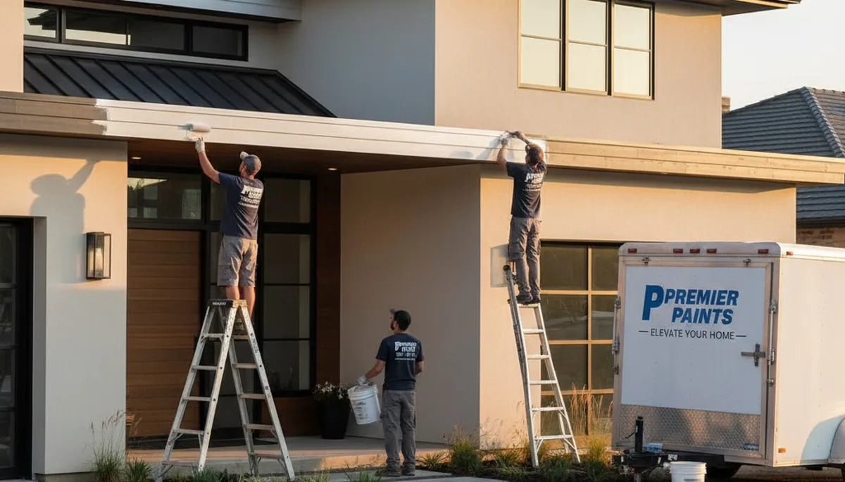 Professional trim and fascia painting on Cleveland, OH home exterior by expert house painters